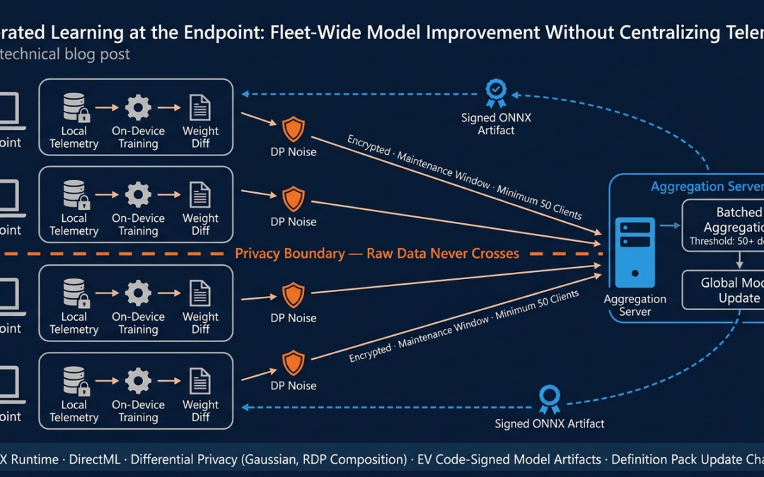Federated Learning at the Endpoint: Secure Gradient Aggregation with Differential Privacy for Fleet-Wide Model Improvement Without Centralizing Telemetry